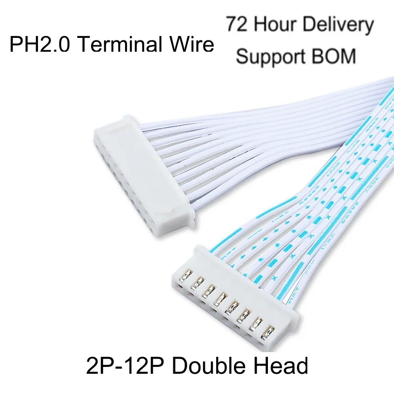 5PCS-20cm/200mm Double Head Same Side Terminal Wire PH2.0 Electronic Wire 2p3p4p5p6p7p8p9p10p12p Same Direction Blue and White