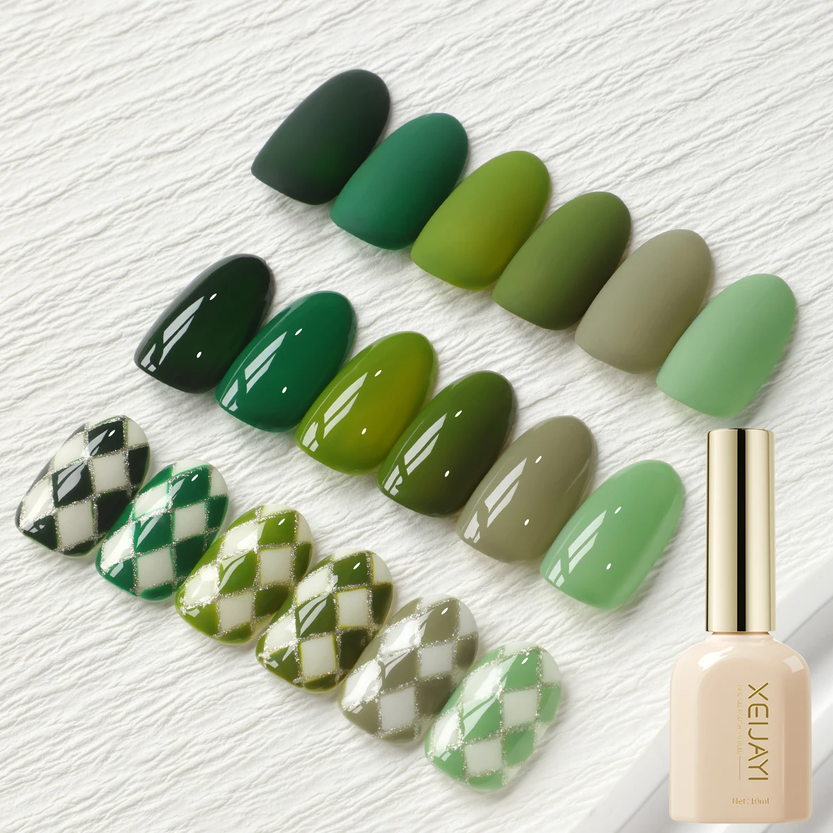 

XEIJAYI Roman Bottle Green Monochrome 6pcs--Soaking UV LED Nail Gel Suitable for DIY Nail Design For Women And Girls