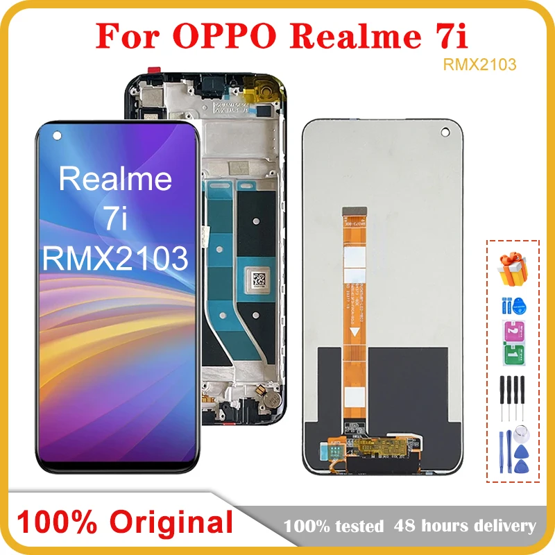 

6,5 "оригинальный для OPPO Realme 7i LCD RMX2103 ЖК-дисплей сенсорный экран панель дигитайзер Замена