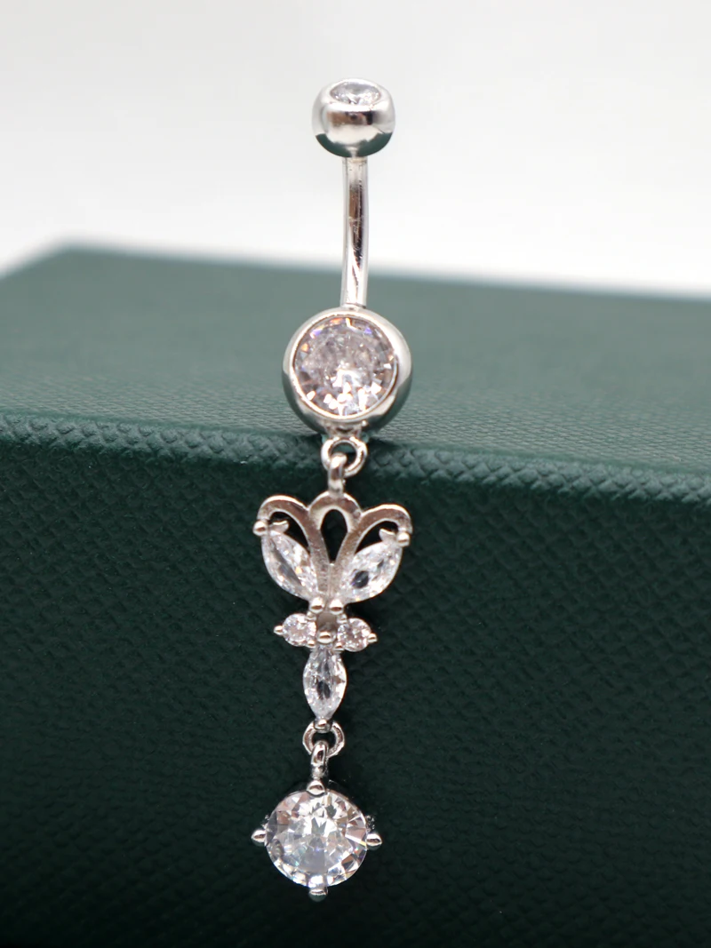 MIQIAO Butterfly Belly Button Piercing Genuine 925 Sterling Silver Belly Ring Rod Length 12MM Female Body Jewelry New Arrival