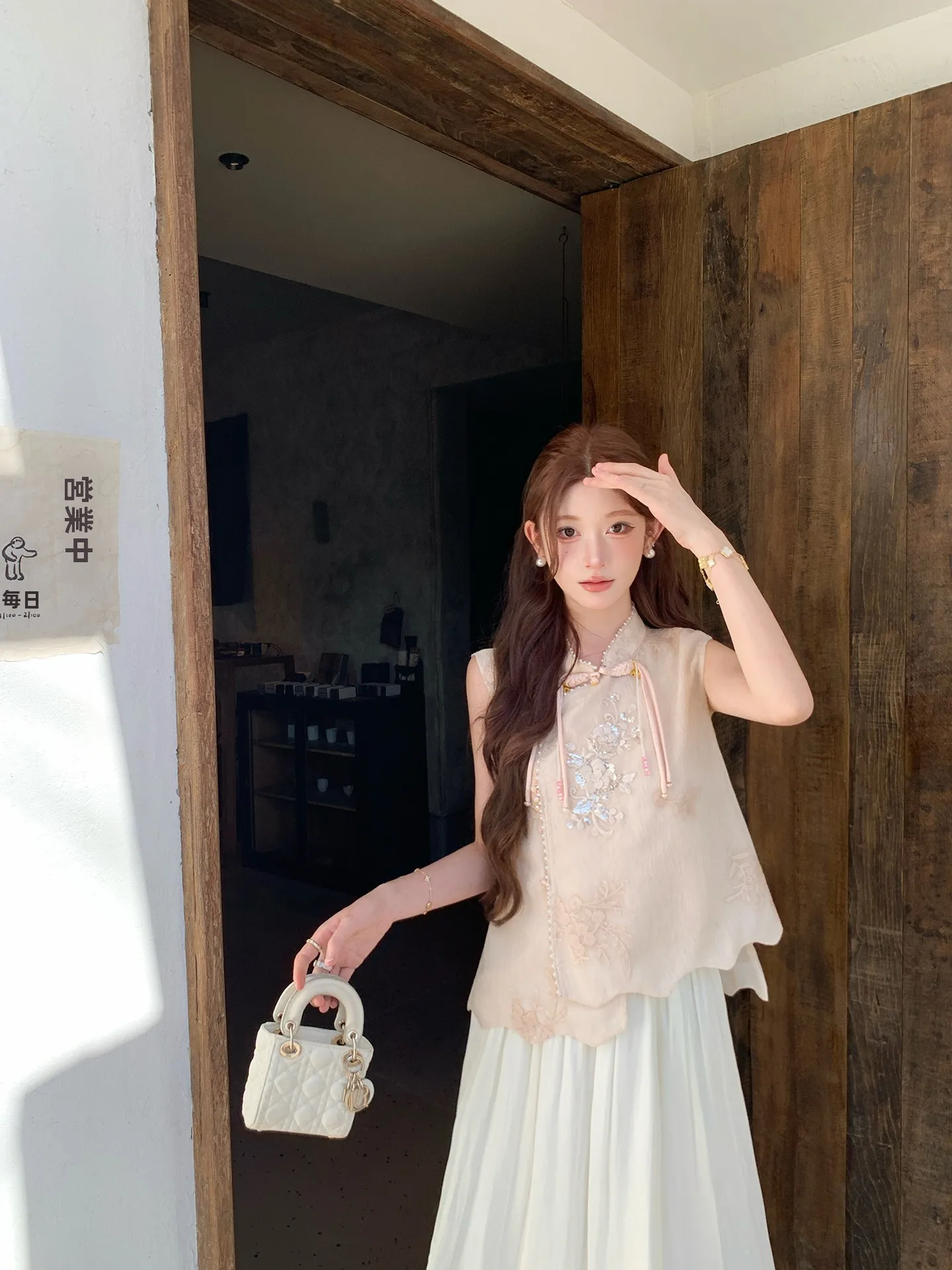 

New Chinese Style Summer Pink Floral Embroidery Sleeveless Top NMIOK Soft Jade Warm Fragrance Women's Fashion Blouse Vest