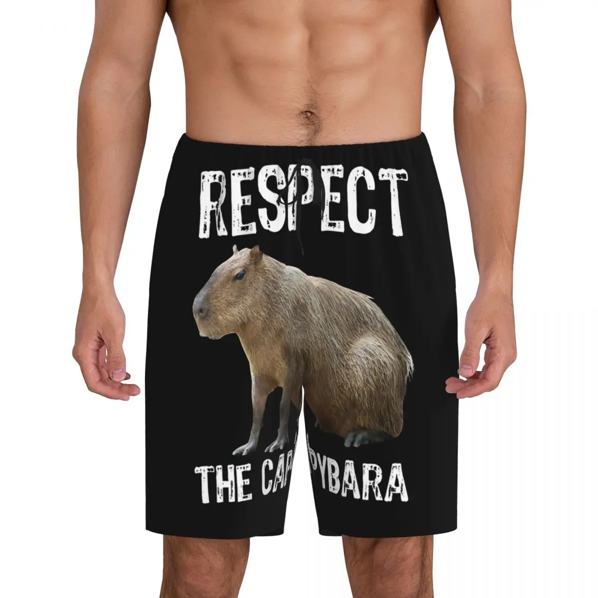 

Custom Respect The Capybara Funny Rodent Capibara Pajama Shorts Sleepwear Men Elastic Waistband Sleep Short Pjs with Pockets