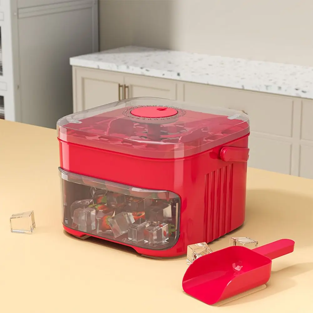 50-Cube Ice Maker with Easy Press Cap Large Capacity Double-layer Household Ice Storage Ice Box Reusable Ice Cube Maker
