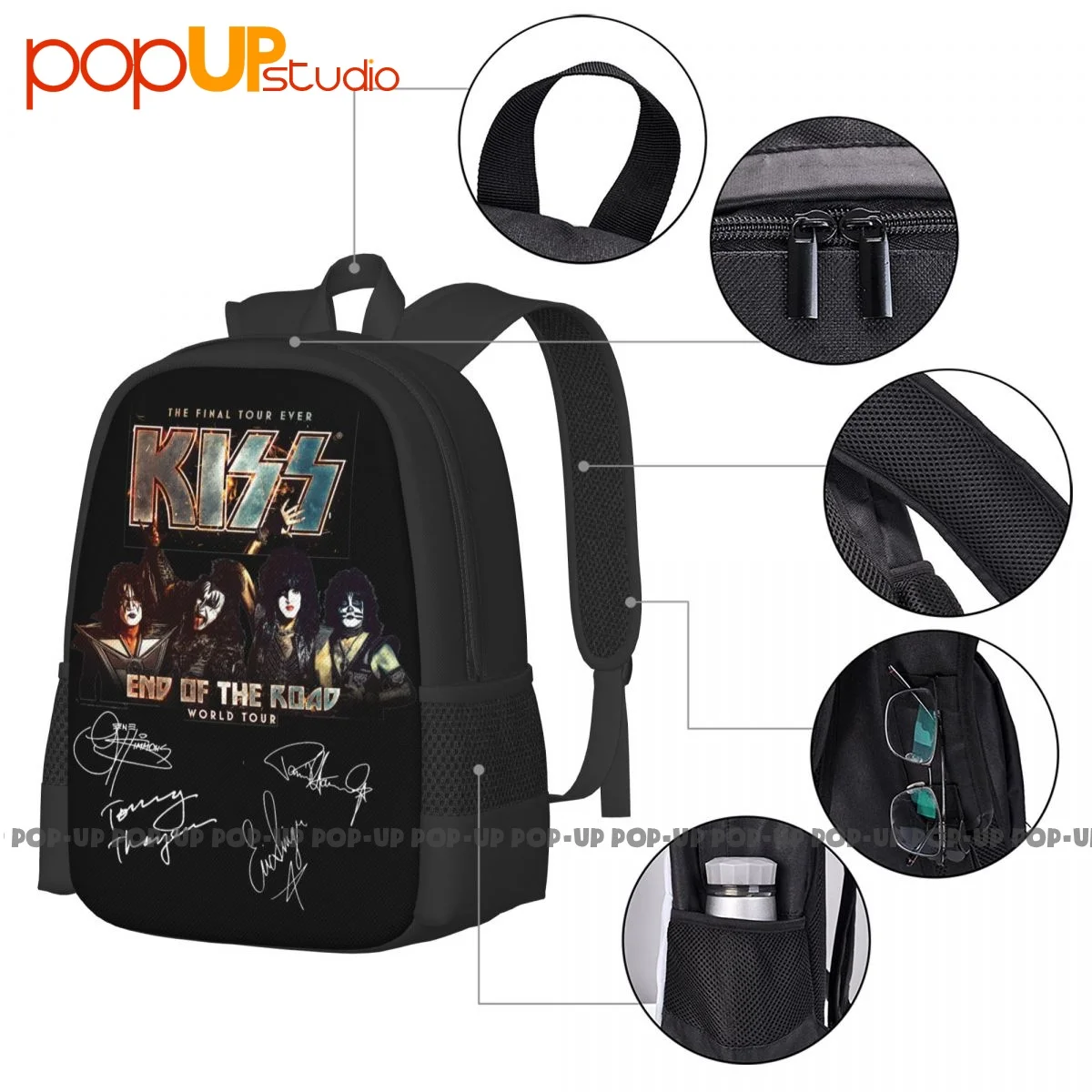 Kiss Band End Of The Road Farewell Tour Viagem Saco De Armazenamento De Impressão Artística, Mochila De Equitação De Grande Capacidade, 2019