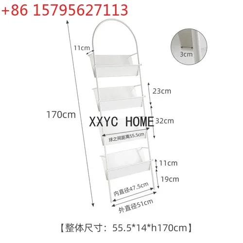 

Home Nordic Style Floor Wrought Iron Bookcase Magazine Rack Wall Storage Rack Light Luxury Book Shelf