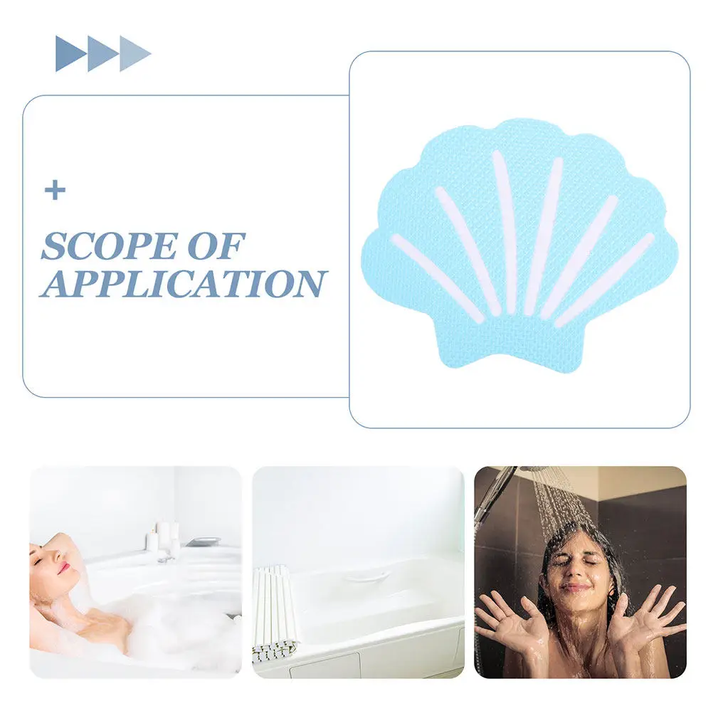 20Pcs Shell Shaped Bath Tub Non Slip Stickers Blue Adhesive Strong Shower Floor Strips for Bathroom