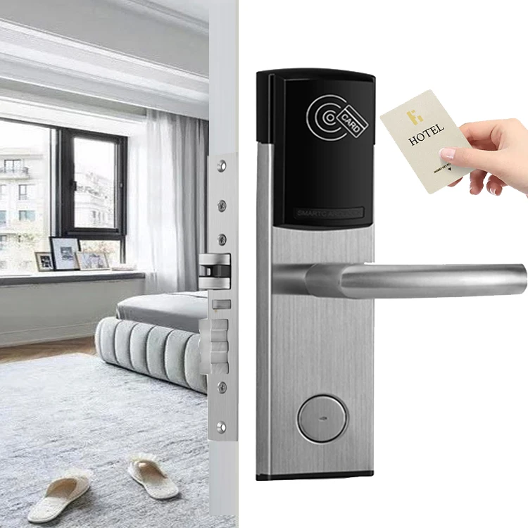 

China Factory Interior Wooden Door Smart Hotel Door Lock with Mechnical Keys