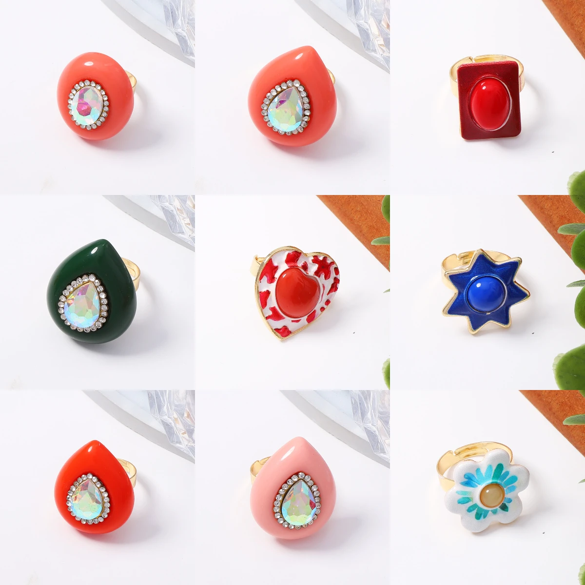 Cross border retro love flower shaped fun design living ring, sweet and cool daily versatile accessory