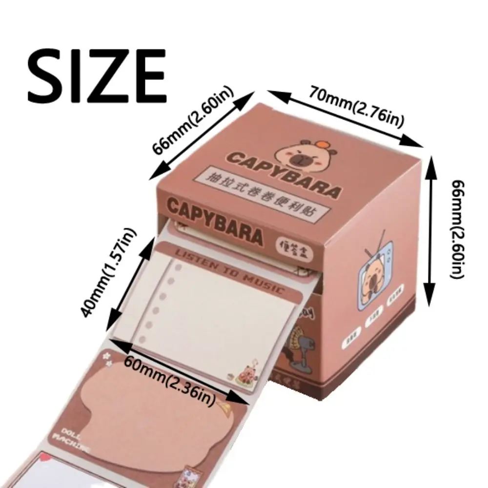 Kawaii Capybara Sticky Notes Creatieve Trekbare Uittrekbare Sticky Notes Papierrol Type Stickable Capybara Memo Pad