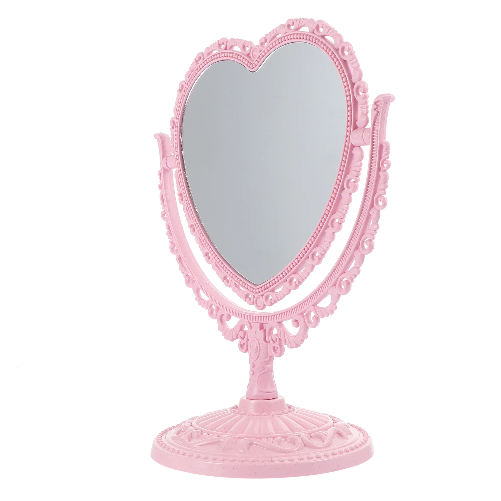 Specchio per trucco vintage bifacciale da 2 pezzi Specchio da tavolo creativo a forma di cuore Design elegante Base stabile Regalo perfetto per le ragazze