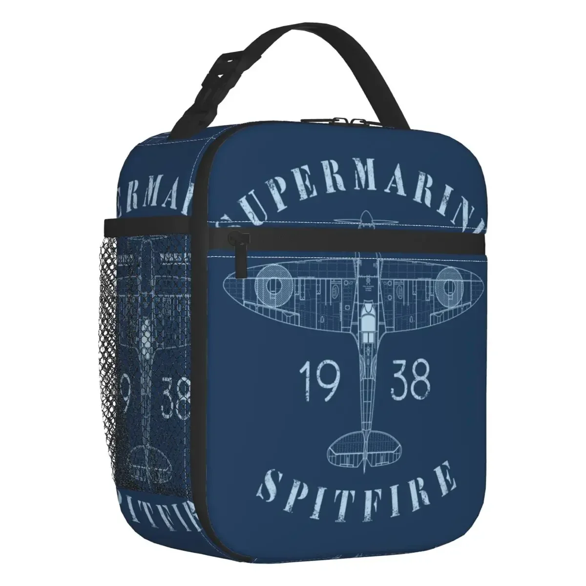 Supermarine Spitfire Insulated Lunch Bag Portable Fighter Plane WW2 War Pilot Aircraft Airplane Thermal Cooler Lunch Box Office