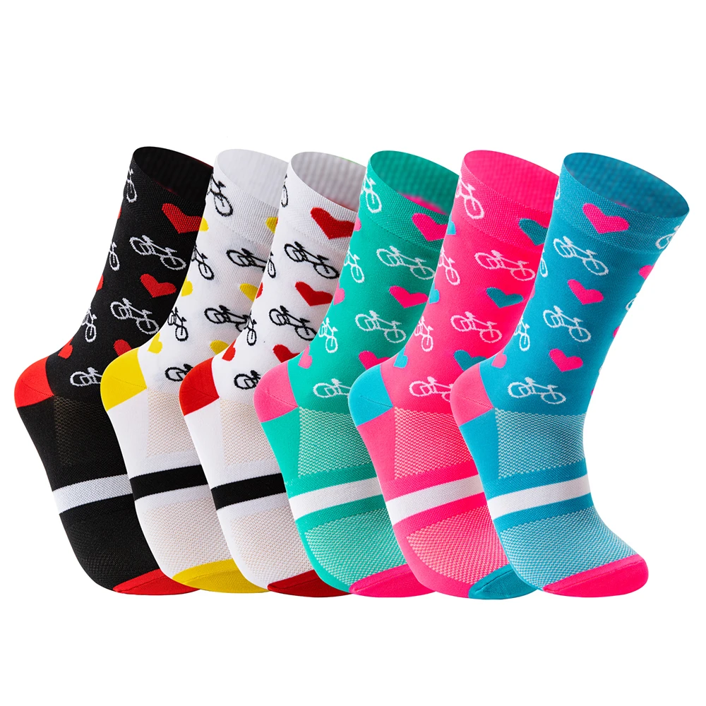 1 Paar bunte Happy-Socken für Herren, Freizeit-Business-Socken für Herren, Outdoor-Sport, schnell trocknend, atmungsaktiv, lange Fahrradsocken