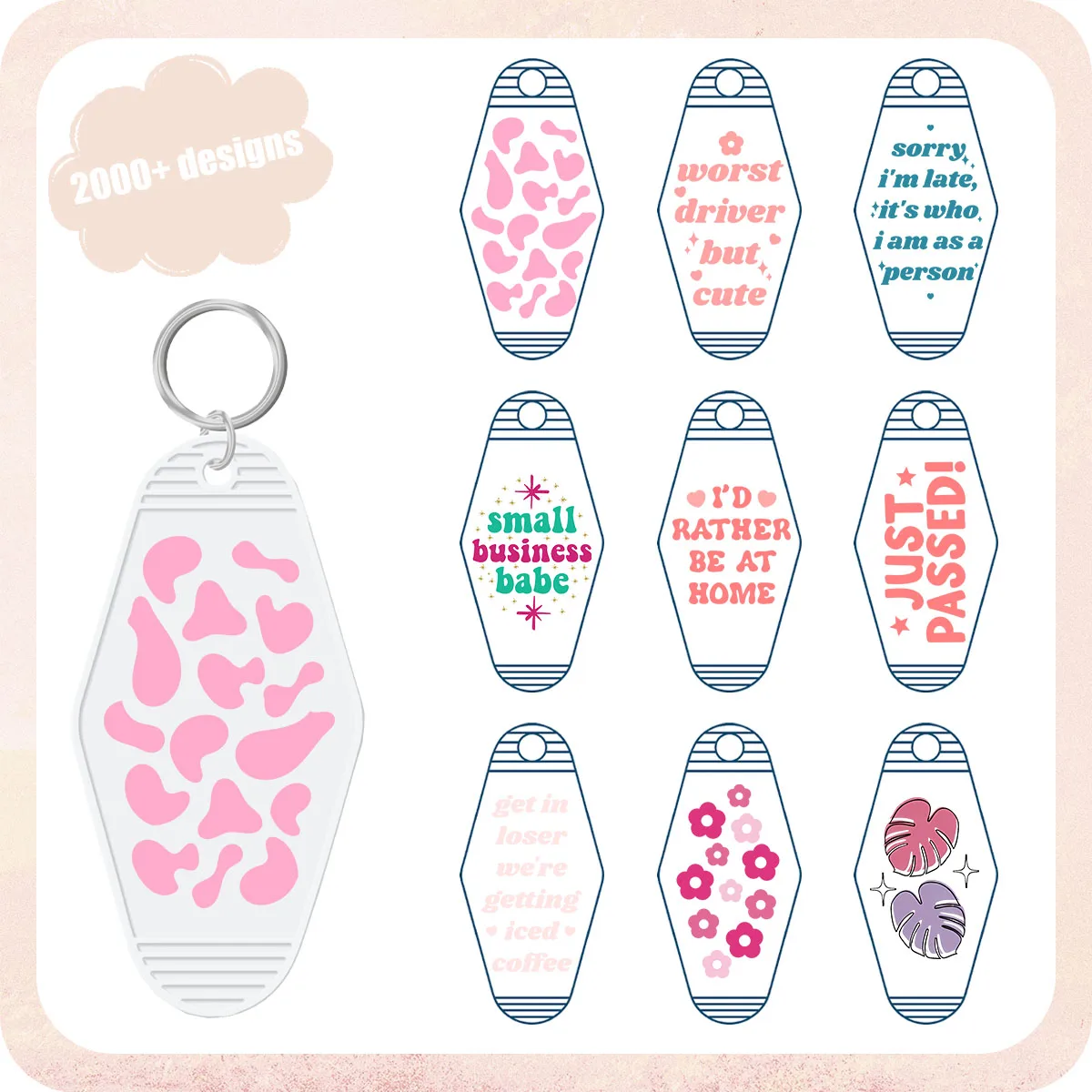 

5PCS Wholesale UV DTF Motel KeyChain Decals UV DTF Stickers Cold Transfers Print Bundle For Hotel KeyChains Decoration