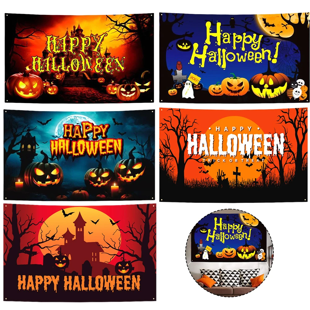 احتفالات الهالوين 180 × 110 سم 70.8 × 43 بوصة خلفية كبيرة جدًا لحفلة الهالوين ألوان زاهية سهلة التركيب