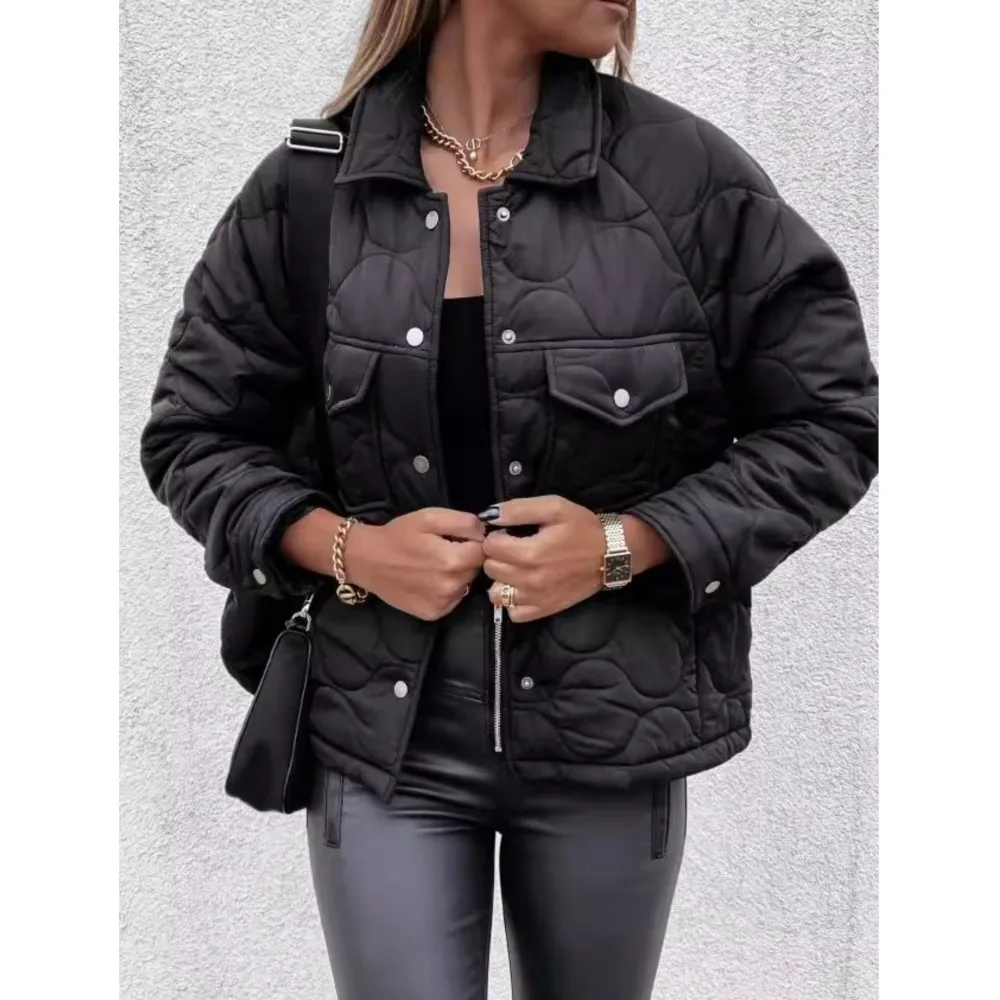 2024 Winter Jacket Woman Cotton Solid Color Pocket Outerwears Women's Jacket Feminino Winter Short Coat Bomber Fall Clothes