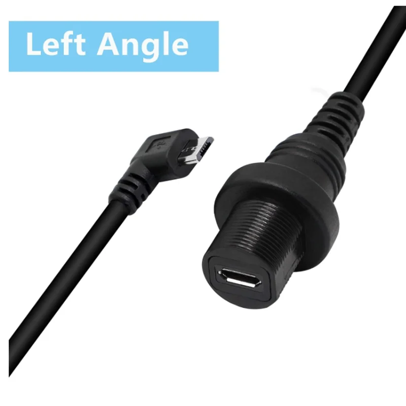 30cm Left Angle Micro USB Mount Extension Dash Flush Cable for Car, Boat, Motorcycle, Truck Dashboard(L-Micro)