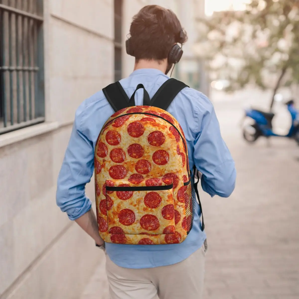 

Realistic Pepperoni Pizza Pattern Backpack Boys Girls BookBag Kids School Bag Computer Shoulder Bags for Men Women