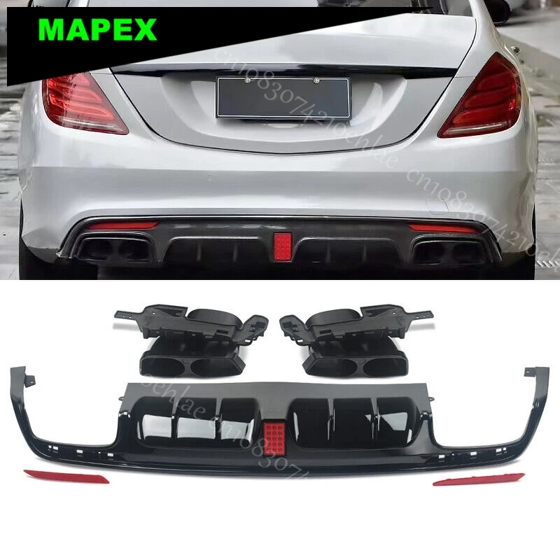 F1 Style Rear Bumper Diffuser Lip Fit Mercedes Benz W222 S400 S500 S550 2013-2017