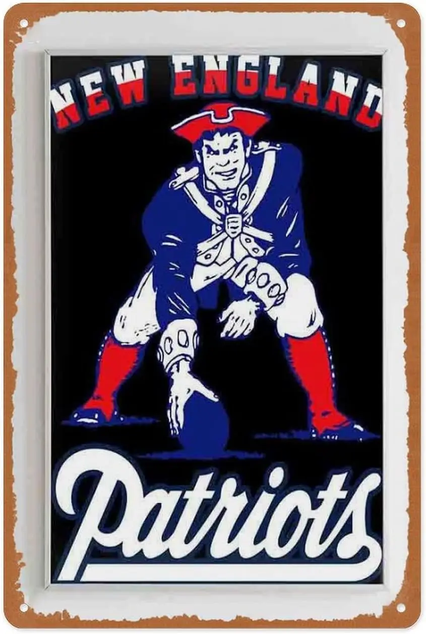 Vintage Metal Sign - New Ne Patriots - 8x12 Inch Wall Art for Garage, Man Cave, Game Room, Coffee House Or Home Bar Deco