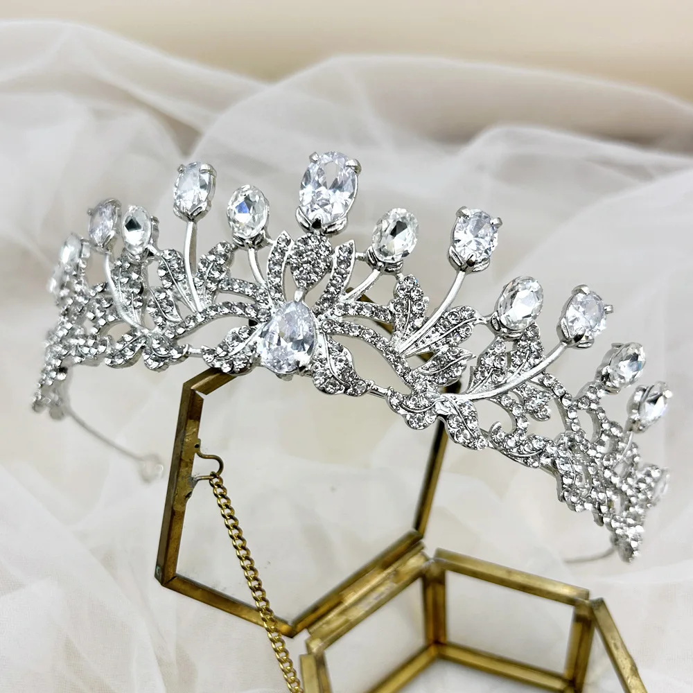 

CC Crystal Crowns Women Accessories Wedding Headbands Engagement Hair Ornaments Bridal Dress Leaf Shape Trendy Tiaras Party HS28