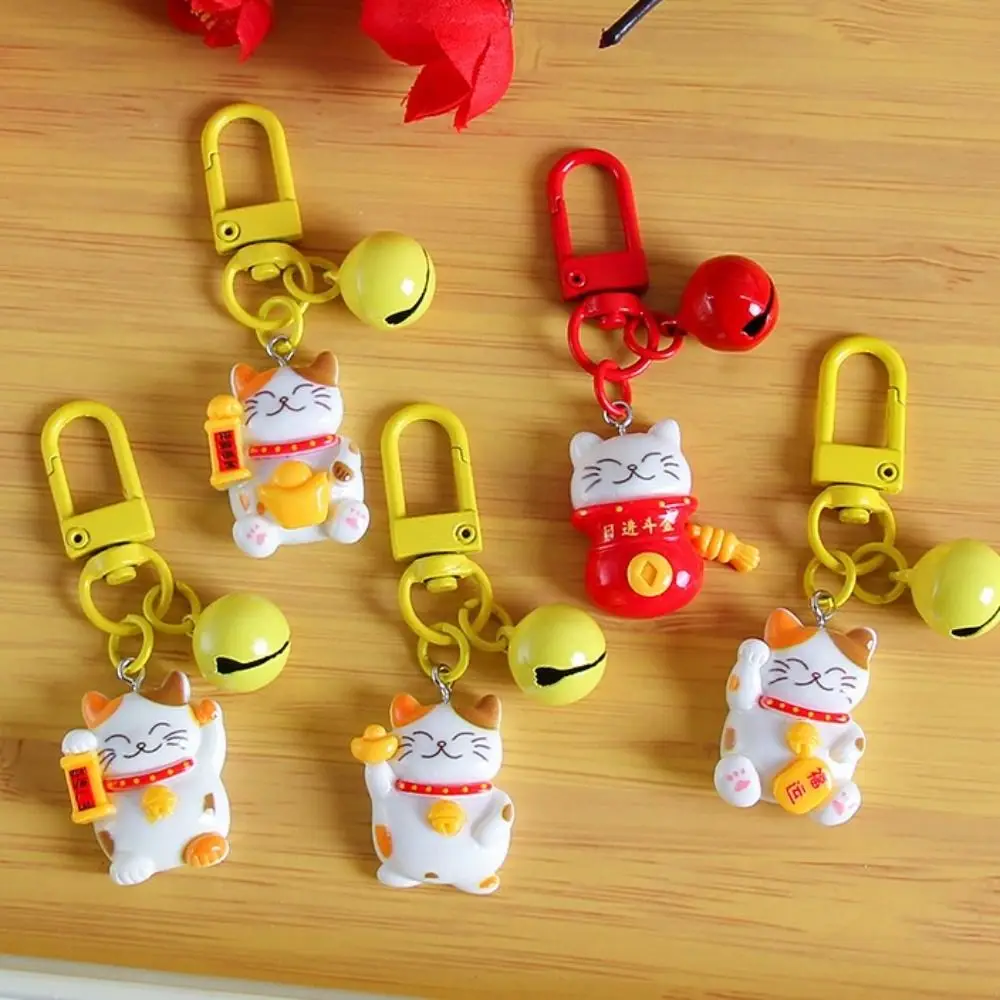 

Cute Resin Plutus Cat Keychain Kawaii Mini Maneki-neko Keyring Lucky Colorful Fortune Cat Pendant Hanging Accessory