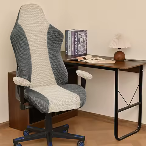 4pcs/ A Set Jacquard T-shaped Striped Grid Color Blocked Gaming Chair Cover, Modern and Comfortable Dustproof Chair Cover