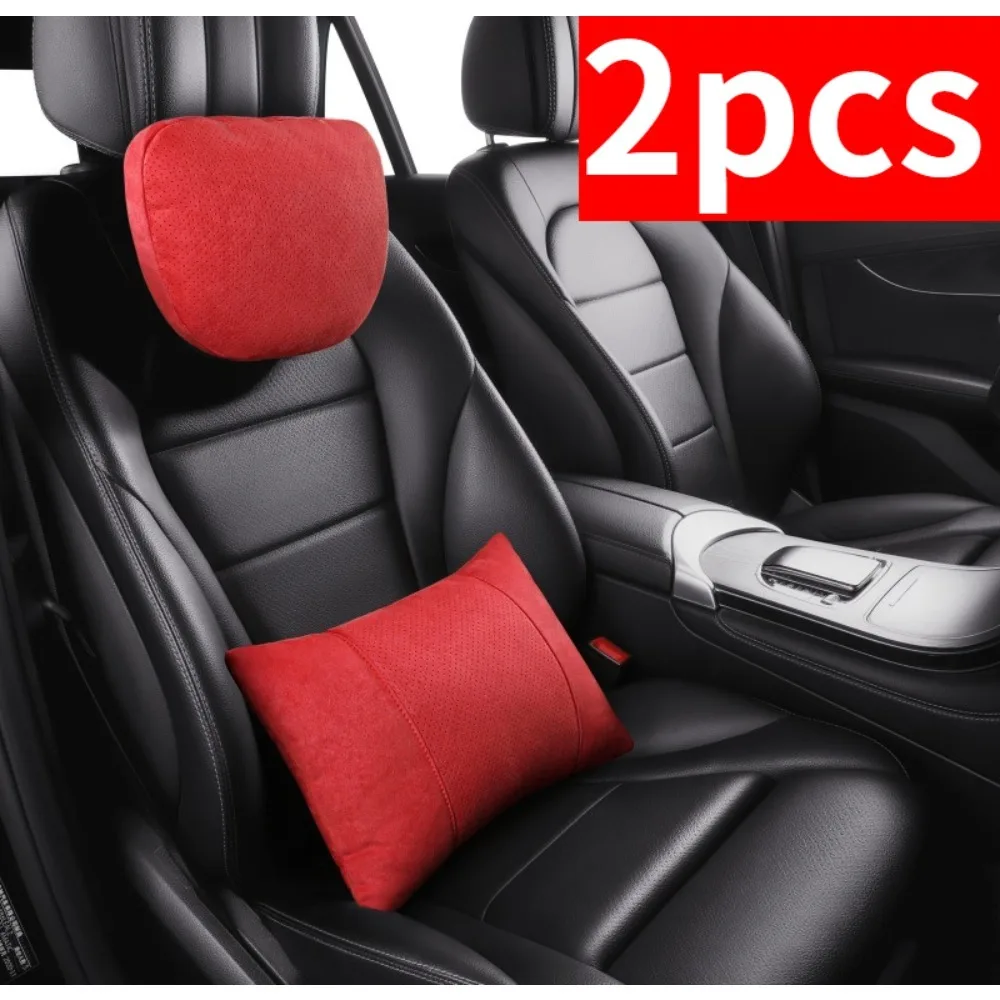

2pcs Car Neck Waist Support Pillows Universal Headrest Lumbar Cushions