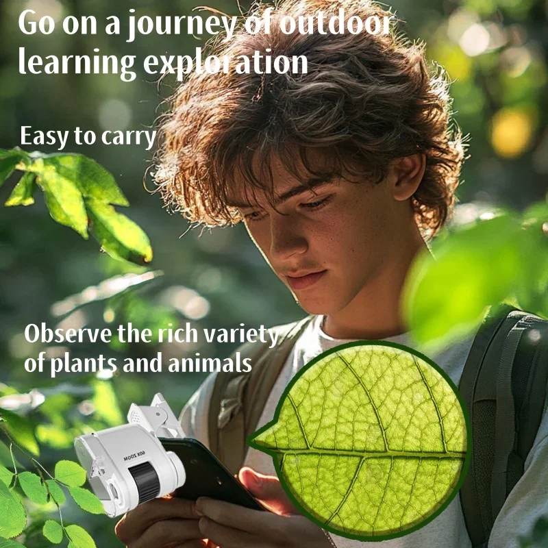 1pc 60X Mini Optical Microscope with Mobile Phone Clip for Observing Plants Currency Printing Handheld Portable Puzzle Toy Gifts