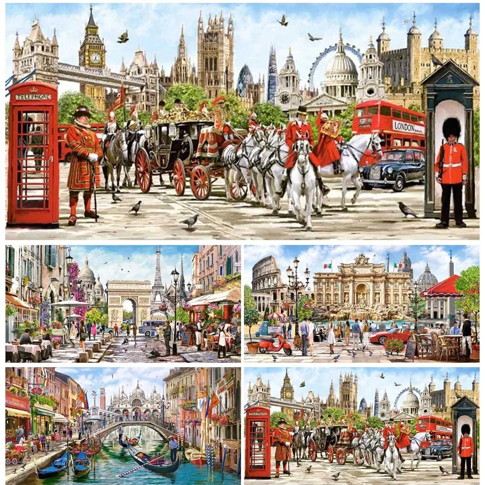 Famous European architectural landscapes Diamond Painting Kits 5D Full Diamond Mosaic Embroidery Rhinestone Picture Wall Decor