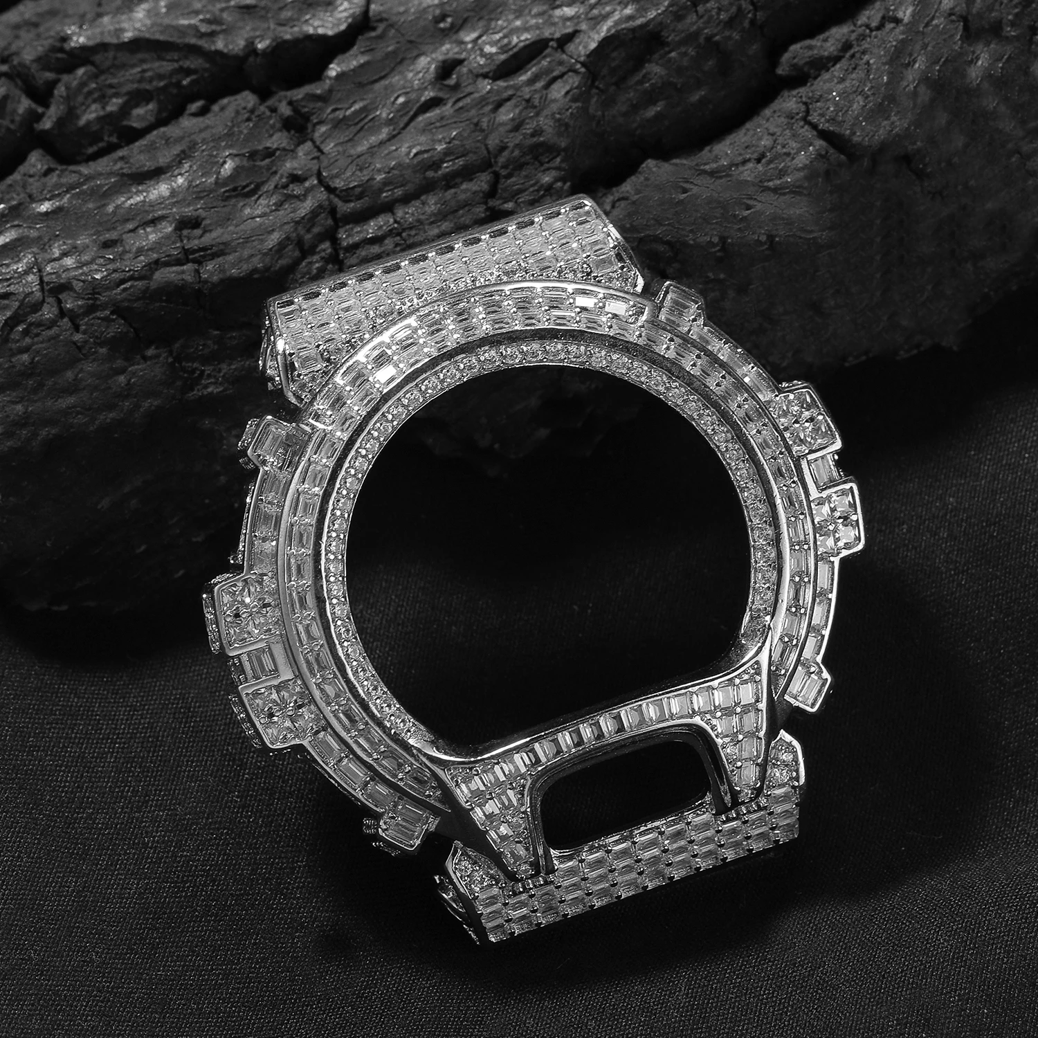 THE BLING KING Full Iced Out Moissanit Watch Case For DW6900 Cubic Zirconia Replacement Cover Hip Hop Luxury Mod Accessory