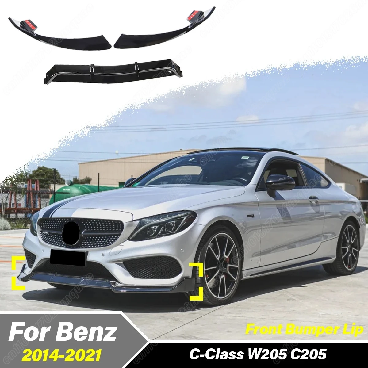 

For Mercedes Benz C Class W205 C205 2014 2015 2016 2017 2018 2019 2020 2021 Front Bumper Splitter Lip Exter Accessories Body Kit