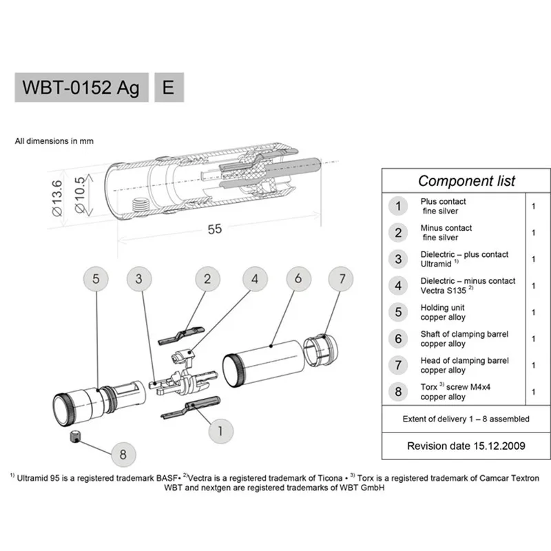 Niemcy HIFI WBT-0152Ag wtyczka RCA Hi-End DIY posrebrzane męskie wtyczki lotosu złącze do kabla Audio (średnica drutu ≤ 10mm)