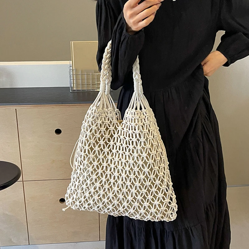 

Сумка ручной работы, женская полая сумка ручной работы, женская сумка на плечо, большая вместительная летняя повседневная дорожная пляжная сумка-тоут