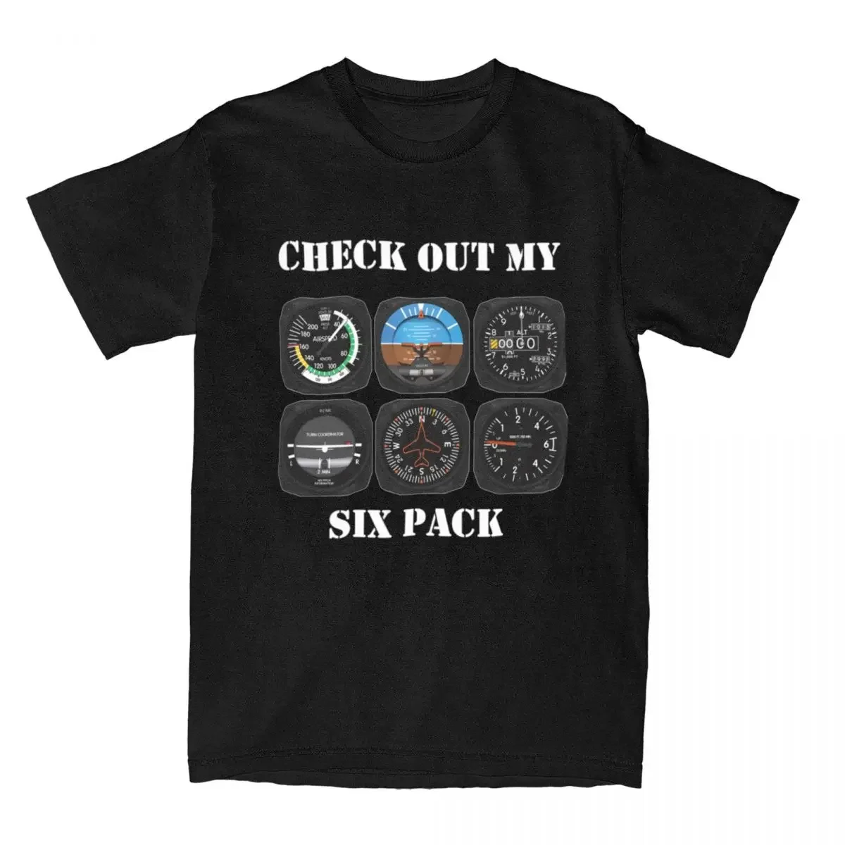 Summer Cotton O-Neck Large Size Men T Shirt Airplane Aviation 6 Pack Instrument Pilots Accessories graphic t shirts