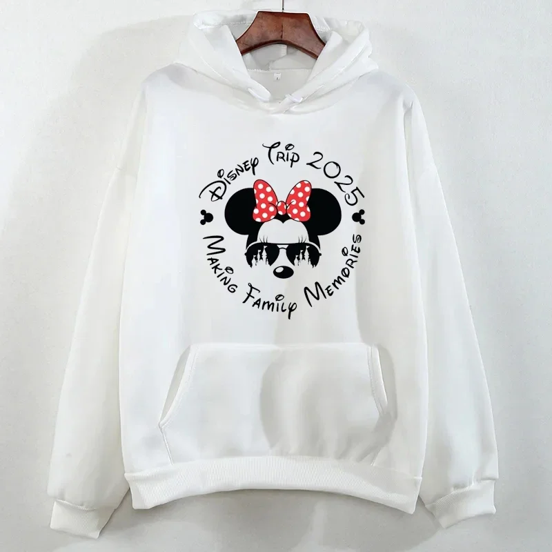 Kawaii Cartoon 2025 Disney Family Vacation Printed Hoodies Women Harajuku Pullovers Tops Unisex Casual Long Sleeves Sweatshirt