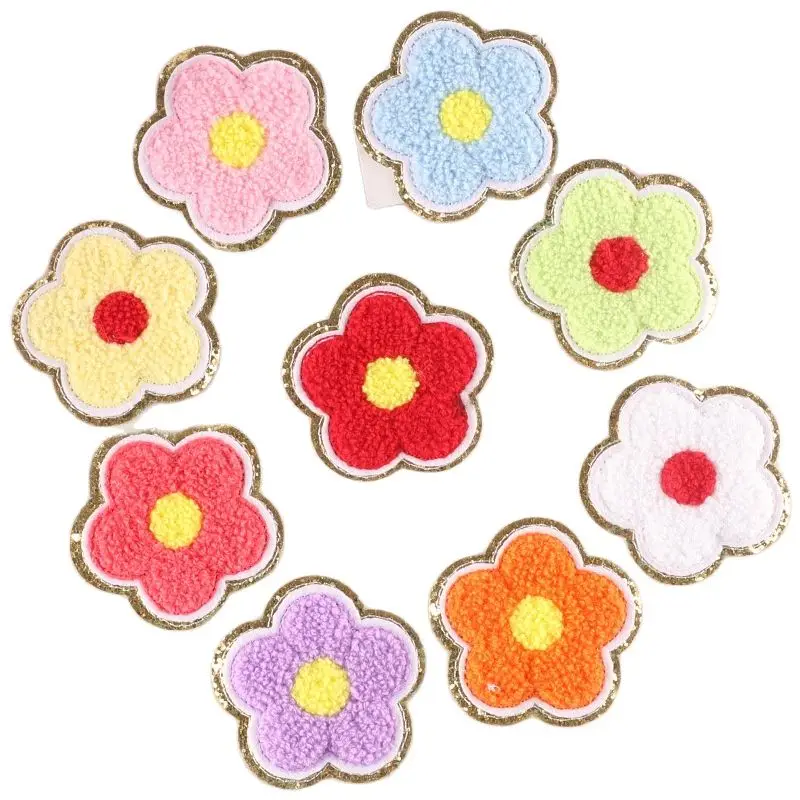 

Sun Flower Iron on Patch for Clothes Chenille Towel Embroideried Hot Glue Patch Heat Adhesive Badges for Clothing Decoration