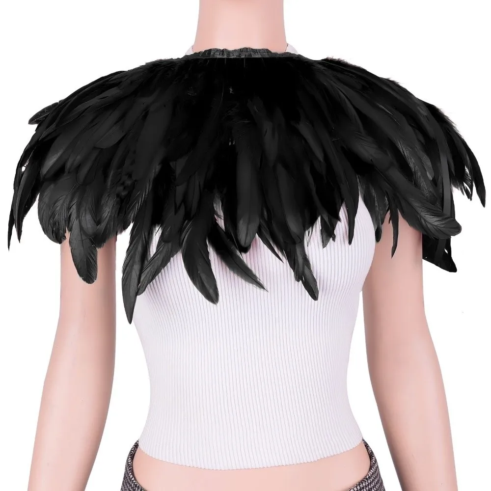 Fashion Adjustable Feather Shawl Punk Luxury Feather Shrug Shawl Retro Gothic Shoulder Fake Collar Dancer