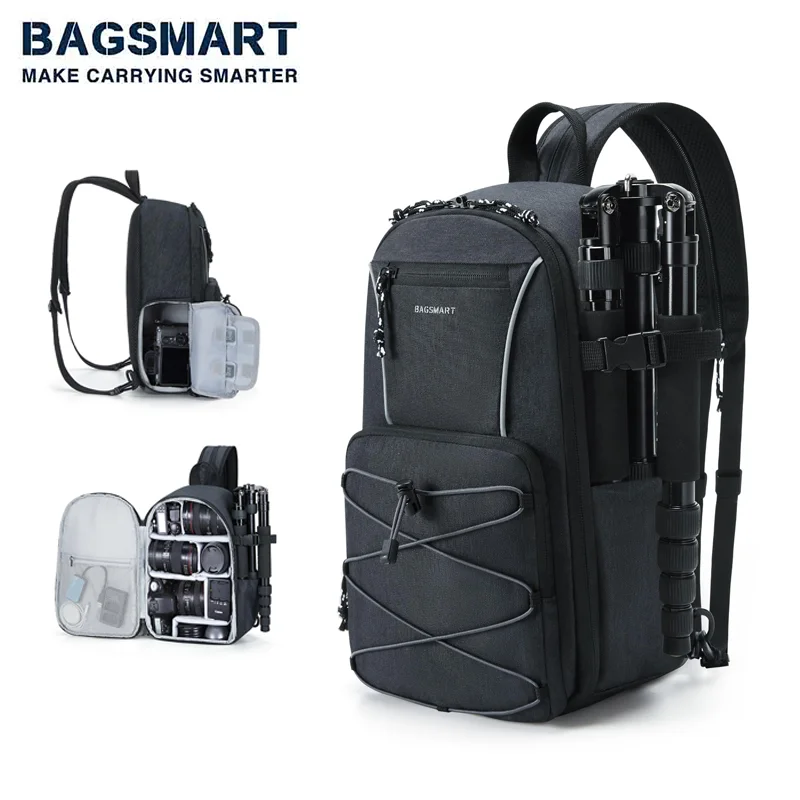 

BAGSMART Camera Backapck Photography Shoulder Camera Bag Waterproof Multifunctional Tripod DSLR Bag for Canon Nikon Sony