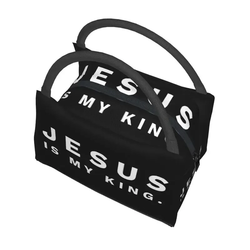 Jesus Is My King Thermal Insulated Lunch Bags Women My King Faith Christian God Resuable Lunch Tote Meal Food Box