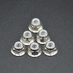 1 PC Right Hand M3 M4 GR5 TC4 Titanium Alloy Hex Flange Nut with Self Locking Nylon Insert for Model