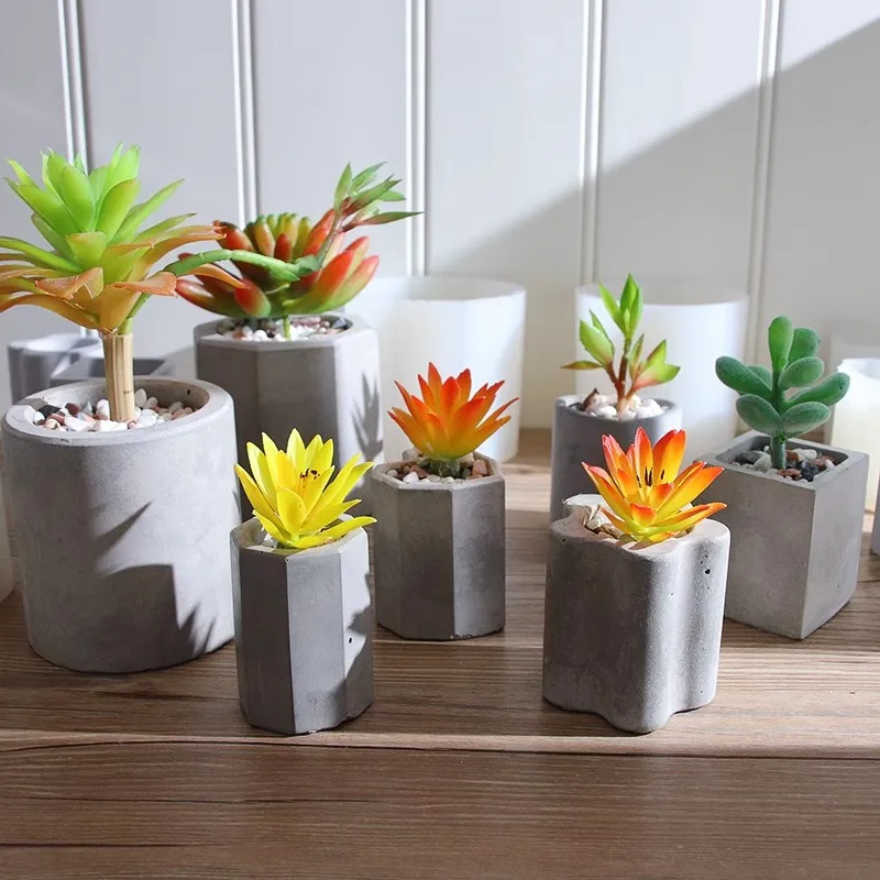 DIY Self-made Cement Succulent Flower Pot, Succulent Flower Pot, Clear Concrete Pen Holder, Silicone Mold, Aromatherapy Plaster,