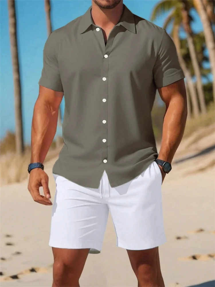 Chemise à manches courtes d'été quotidienne en plein air de plage pour hommes