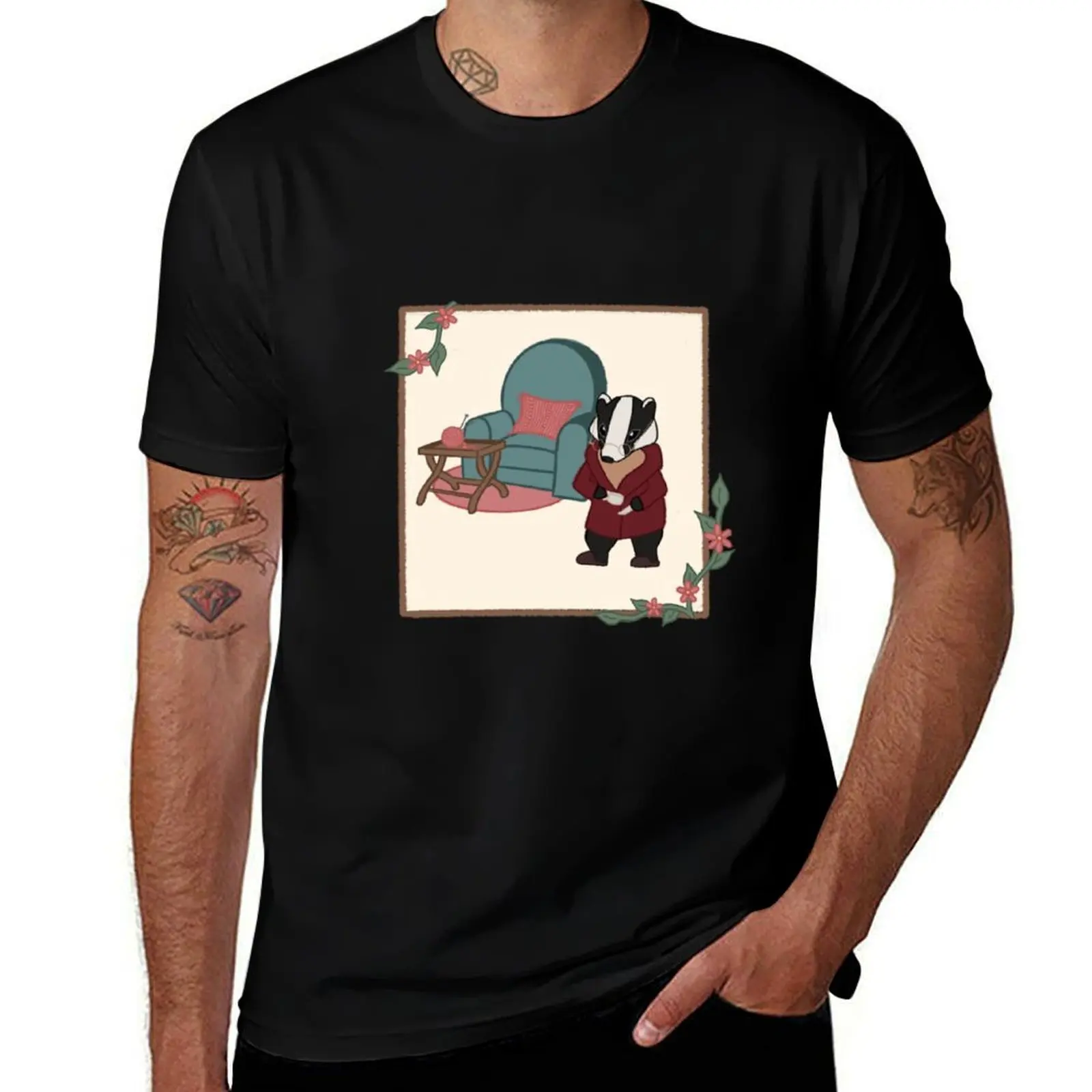 Framed Cozy Badger T-Shirt Quick Dry Outdoor Sports T-Shirt