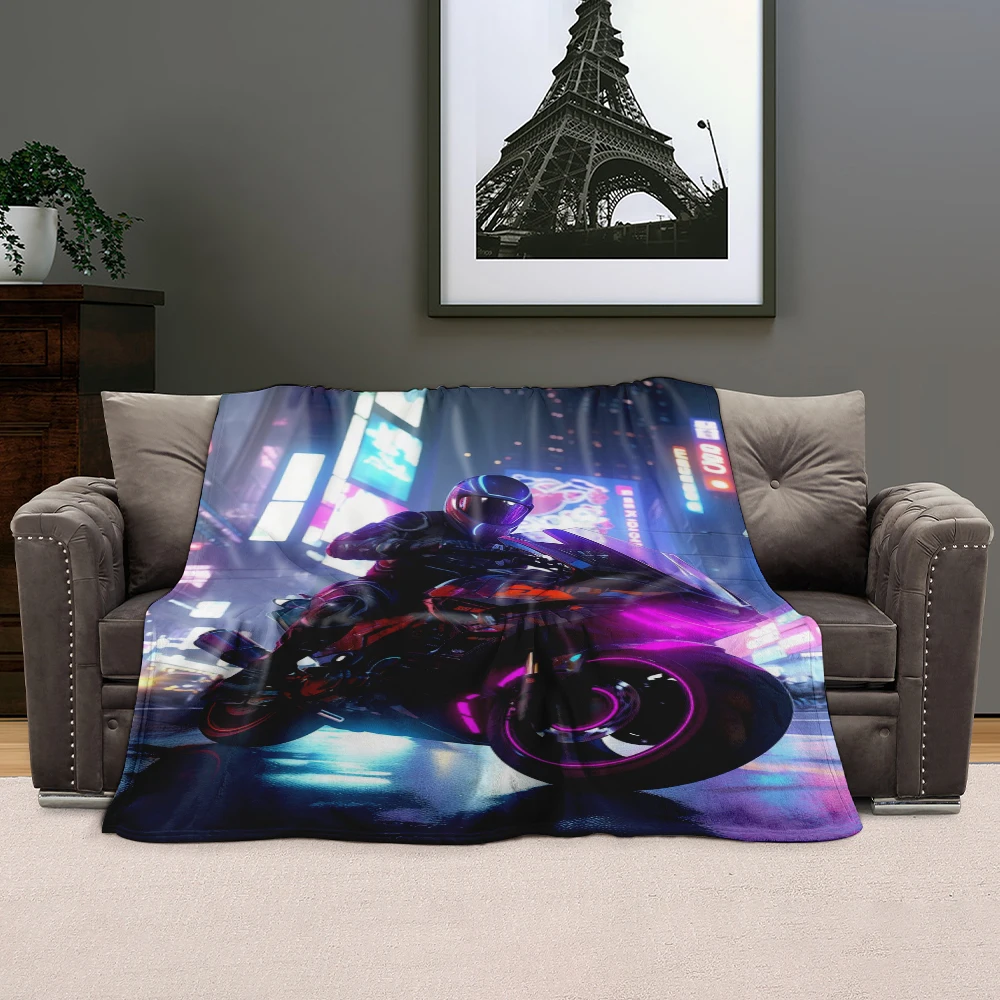 Fashion blanket, motorcycle flange blanket, sofa bed, living room, bedroom decoration, air conditioning blanket, children's gift