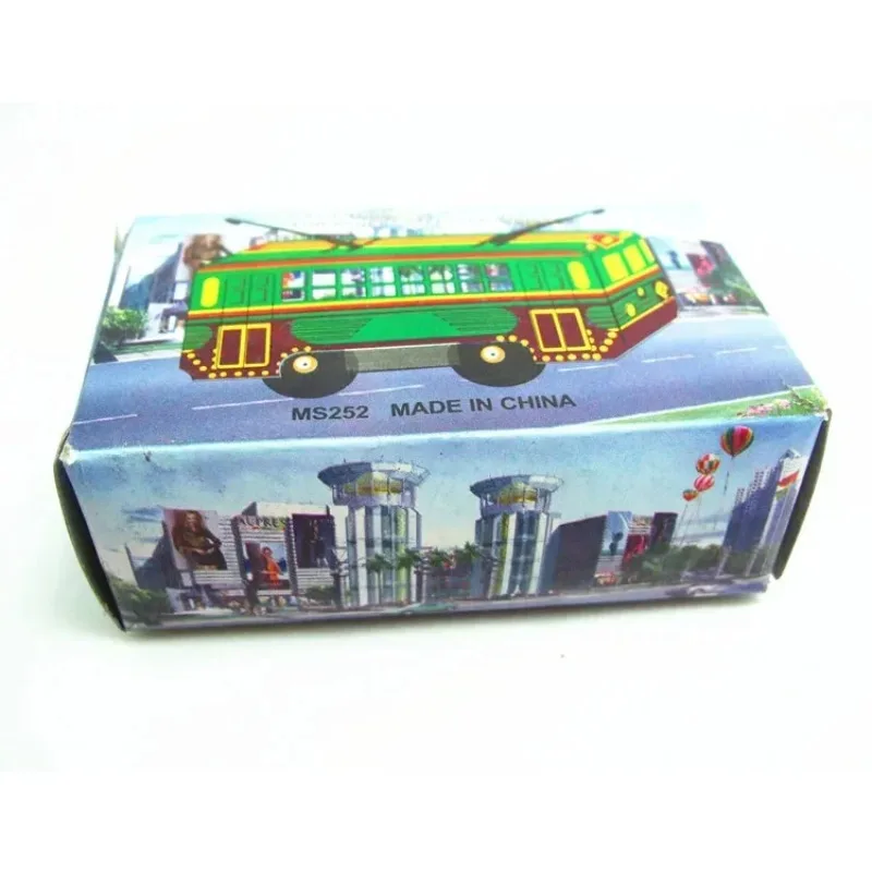 [مضحك] مجموعة الكبار الرجعية لعبة هزازة معدن القصدير تتحرك حافلة الترام نموذج سيارة الميكانيكية عقارب الساعة لعبة أرقام نموذج الاطفال هدية