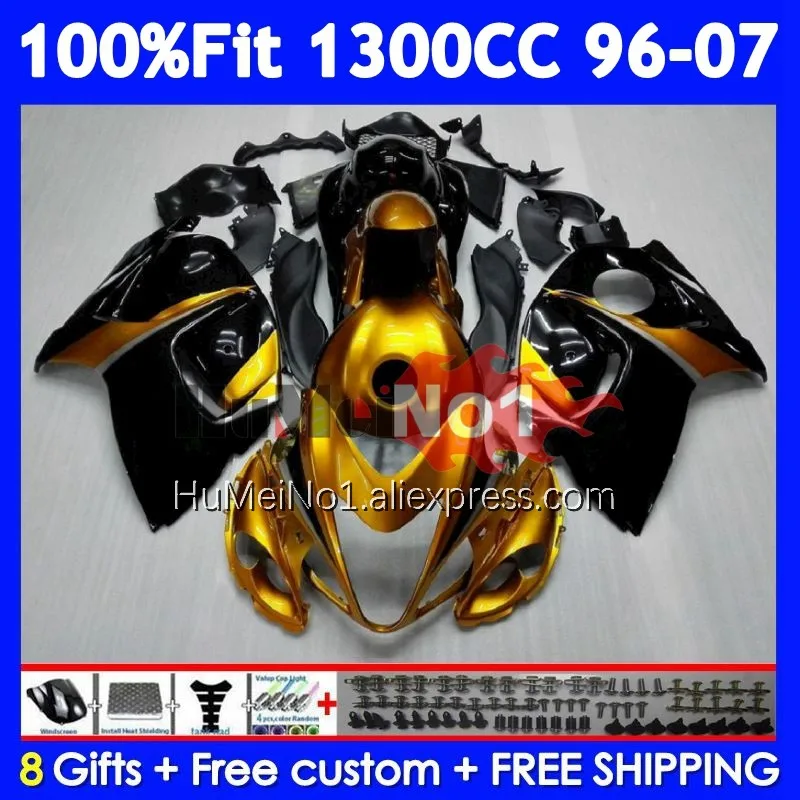 Fairing For SUZUKI Hayabusa GSXR-1300 GSXR 1300 CC 125No.24 GSXR1300 1996 1997 1998 1999 2000 2001 02 03 04 Golden blk 05 06 07