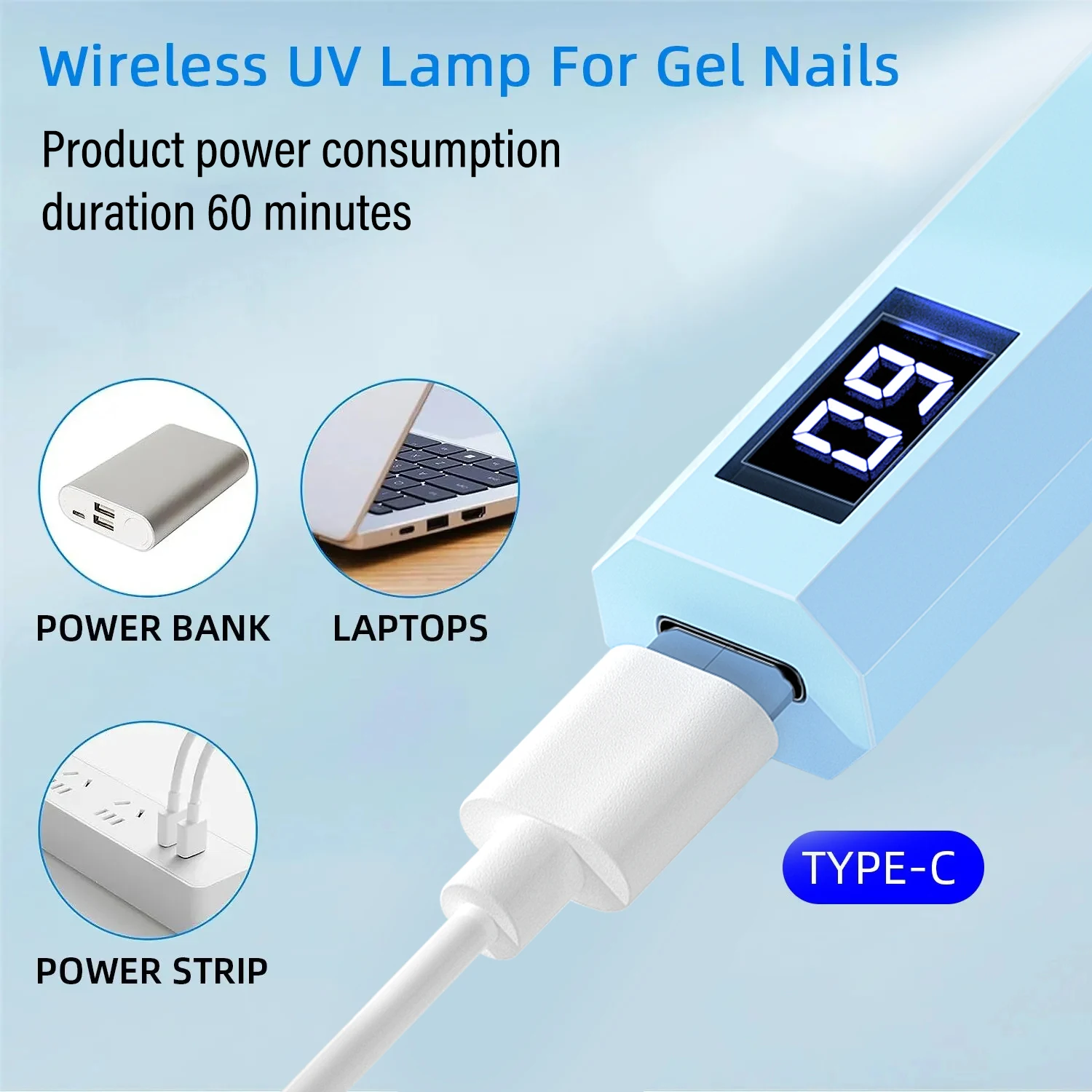 Mini Handheld UV/LED Light for Nails With LED Display Small Portable Mini UV Light for Gel Nail 2 Timer Setting LED Nail Lamp