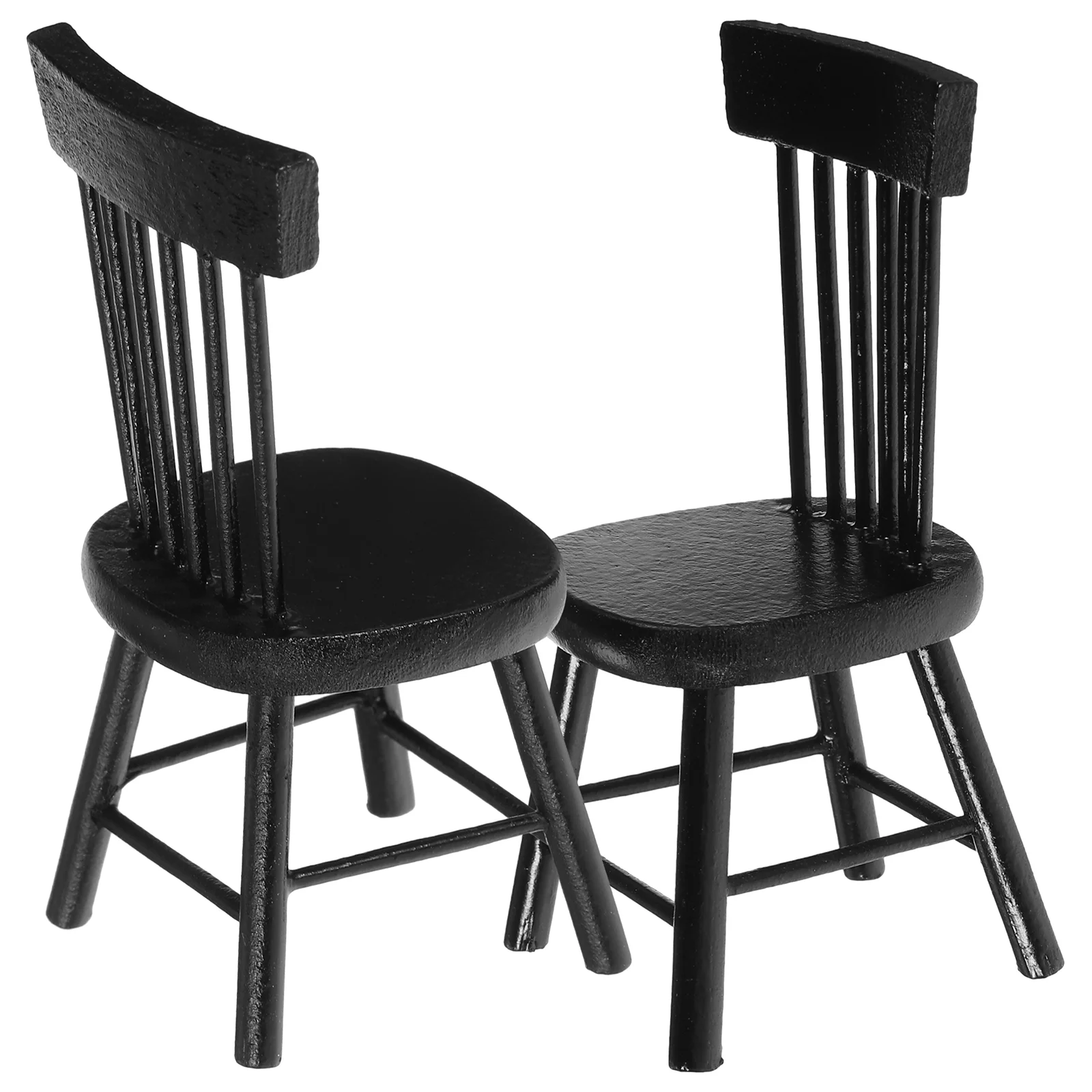 2 Pcs Dollhouse Dining Chair Miniature Adorable Furniture Wooden Benches Outdoor Chairs for Party Events