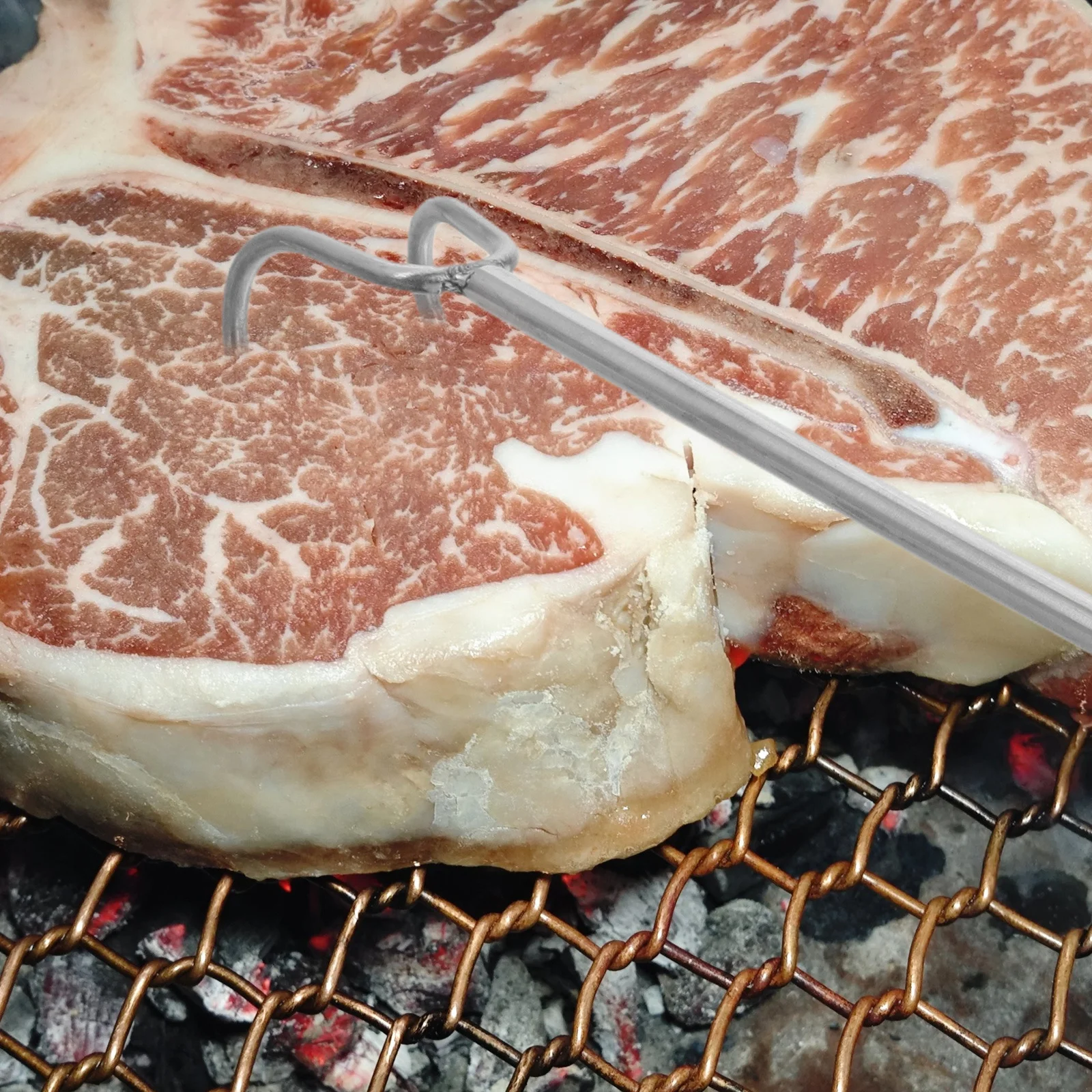 

Outdoor Cooking Hook Stainless Steel Heavy Duty Meat Turner Nonslip Handle Portable Bbq Flipper Tool For Camping Grilling