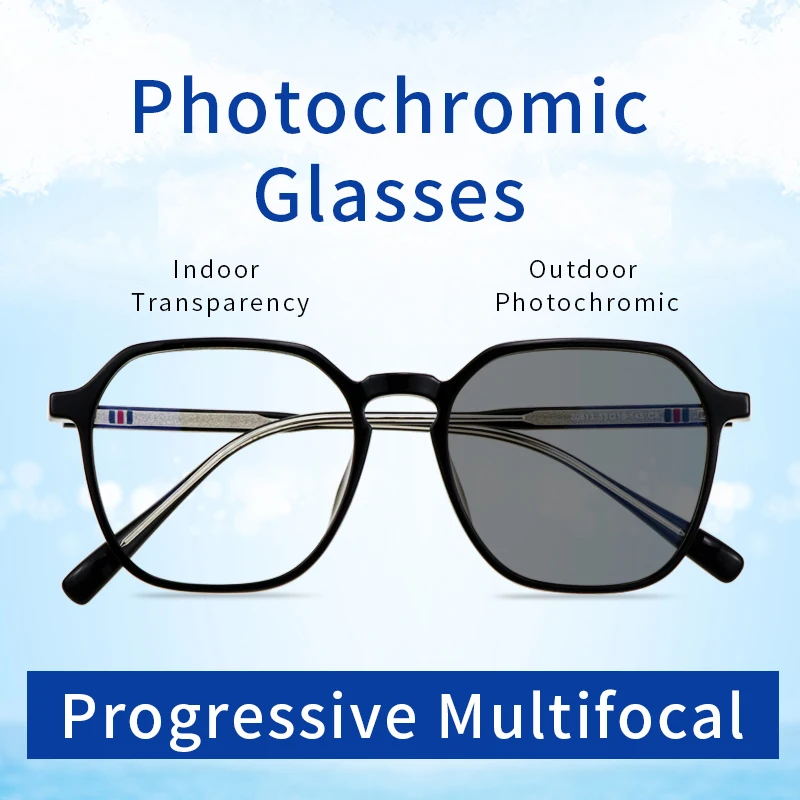 

Photochromic Progressive Multifocal Reading Glasses for Men Women, TR90 Full Frame Presbyopia Eyeglasses,Far and Near Dual-use